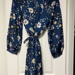 NWOT Ann Taylor Floral Satin Lined Belted Dress